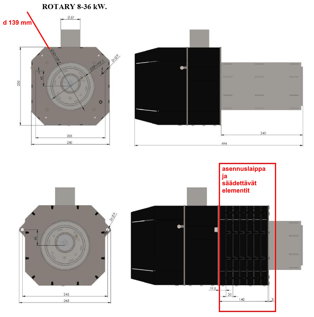 (image for) Rotary 36 kW pellet burner set