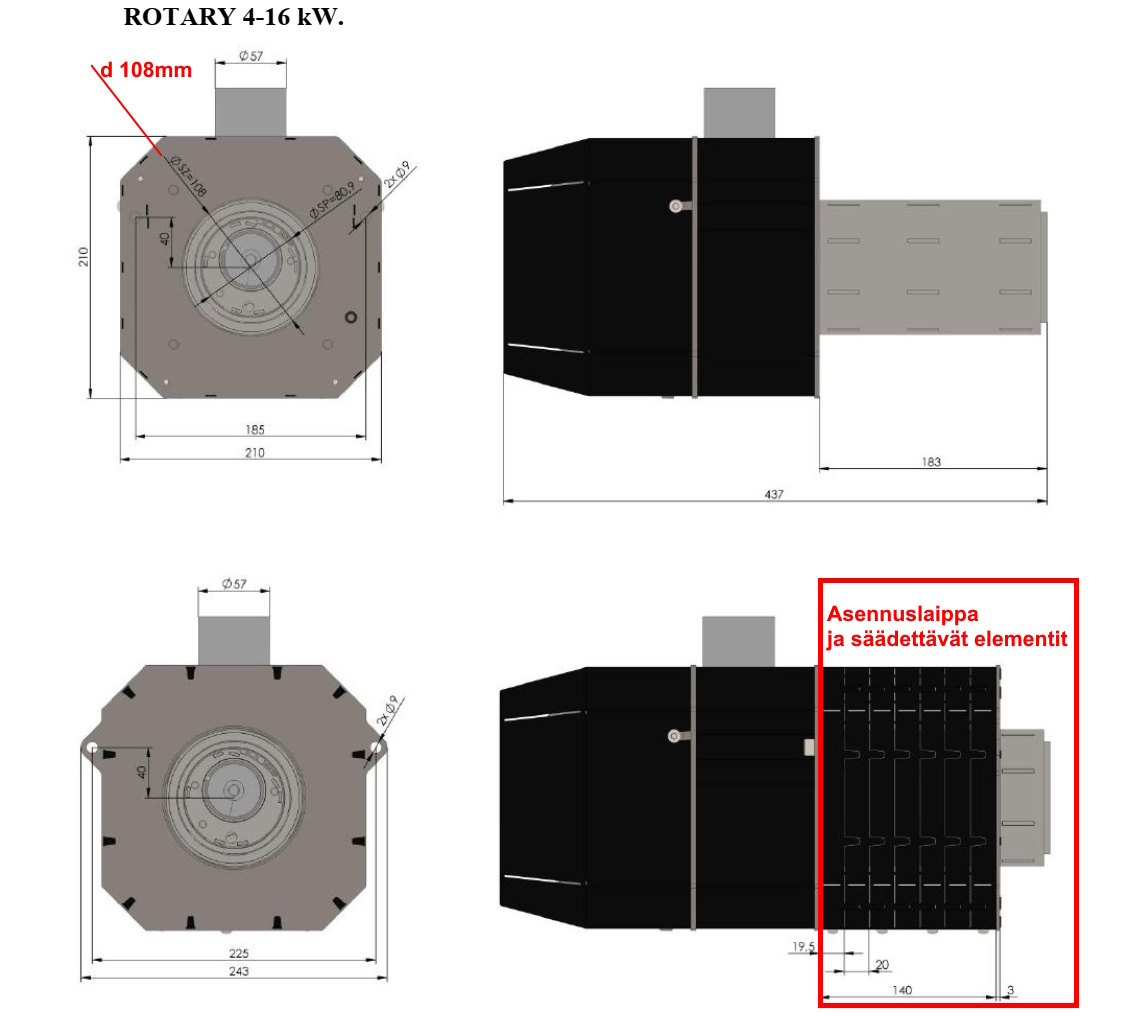 (kuva kohteelle) Rotary 16kW pellettipoltin - pyörivä palopää