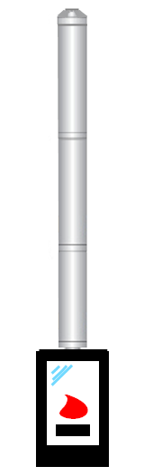 B (takka) 3m x 250 Dn savupiippu - päältä ylös (kuva kohteelle) B (takka) 3m x 250 Dn savupiippu - päältä ylös